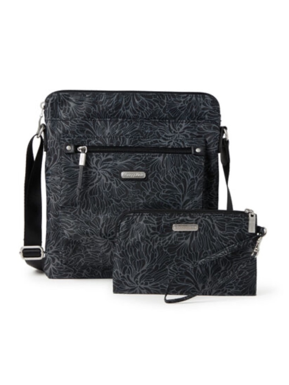 NWOT Baggallini Midnight Blossom Print Crossbody Go Bag with Matching Wristlet